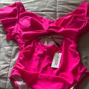 Amazon Women's One Piece Swimsuit - Hot Pink